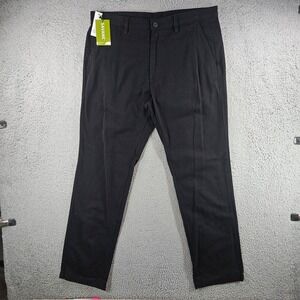 NEW Savane Mens Straight Fit Cotton Pants Caviar Black 34x32